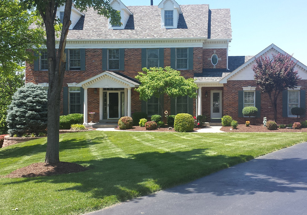 A lawn mown and striped by 360 Lawn Solutions
